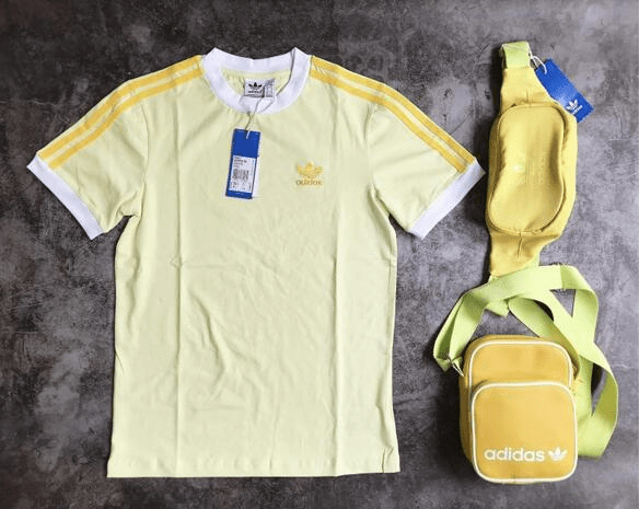 ebay优惠码2024 adidas折扣码 阿迪达斯 滑板系列 女款黄色三条杠T恤凑单折后价.5（约98元）-图片1