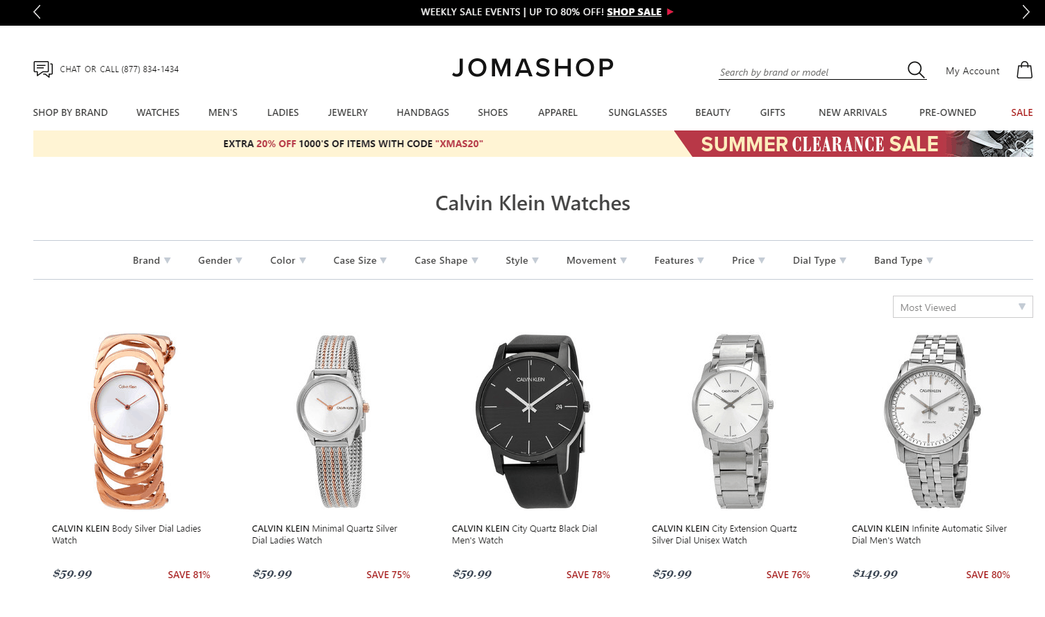 Jomashop优惠码2024 jomashop现有精选Calvin Klein手表低至1.1折促销部分叠加额外折扣