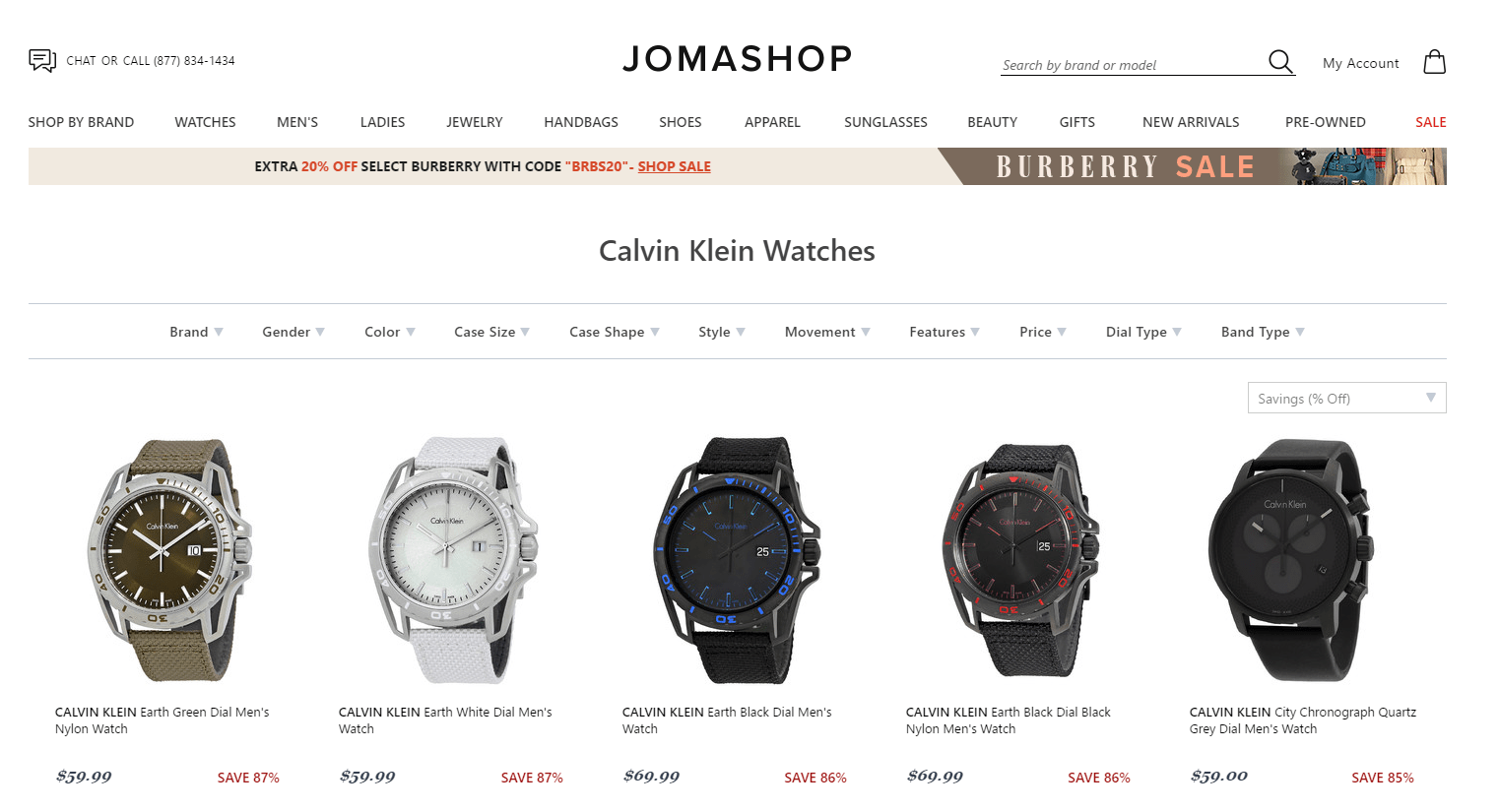 Jomashop优惠码2024 jomashop现有精选Calvin Klein手表低至1.1折促销部分叠加额外折扣