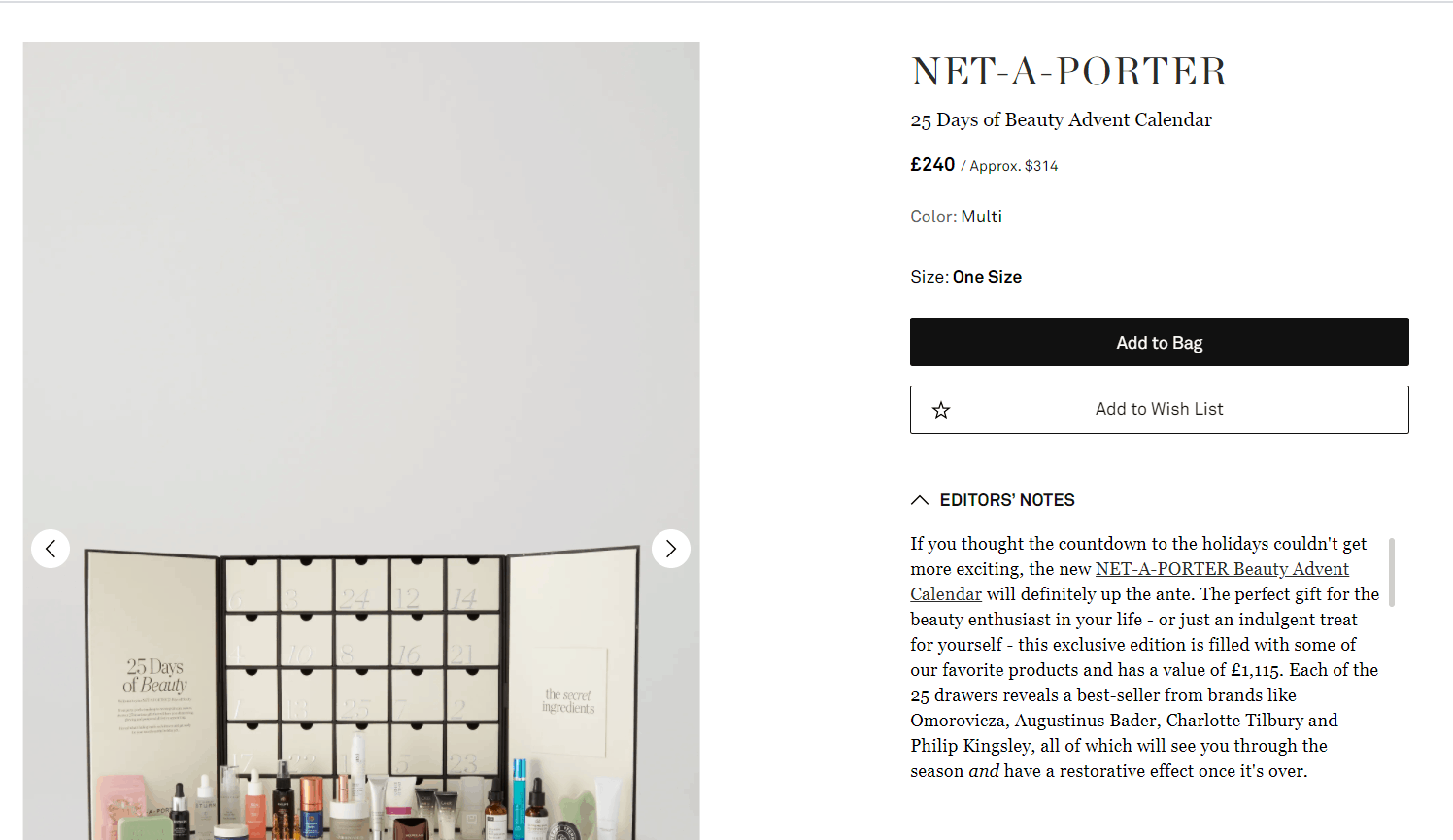 NET-A-PORTER优惠码2024 net a porter护肤美妆圣诞日历直邮美国退税£200