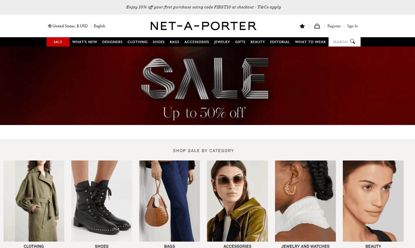 NET-A-PORTER优惠码2024 net a porter美国站黑五大促全站低至5折促销满额免邮