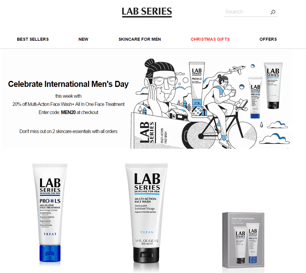 Lab Series优惠码2024 朗仕英国官网全场男士护肤额外8折促销境内免邮