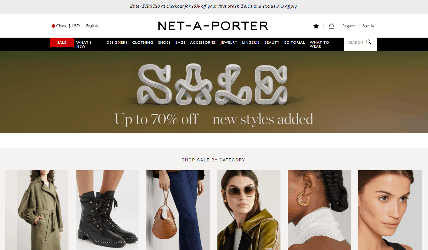 NET-A-PORTER优惠码2024 net a porter亚太站年末大促精选商品低至3折促销满额免邮