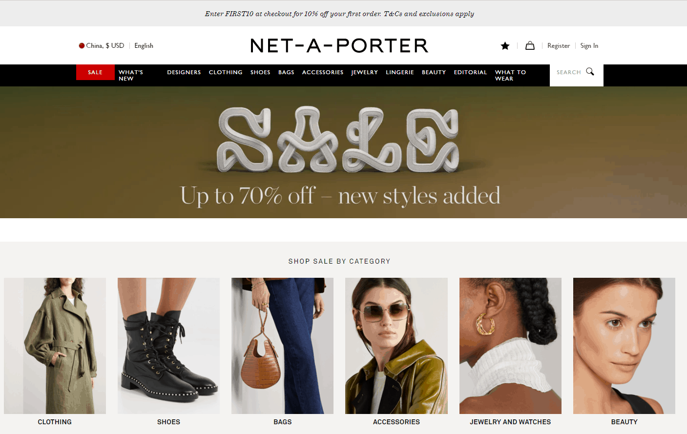 NET-A-PORTER优惠码2024 net a porter亚太站年末大促精选商品低至3折+额外9折促销满额免邮