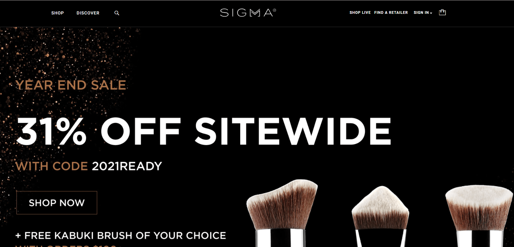 Sigma优惠码2024 Sigma Beauty美国官网精选刷具额外69折促销满0送自选化妆刷