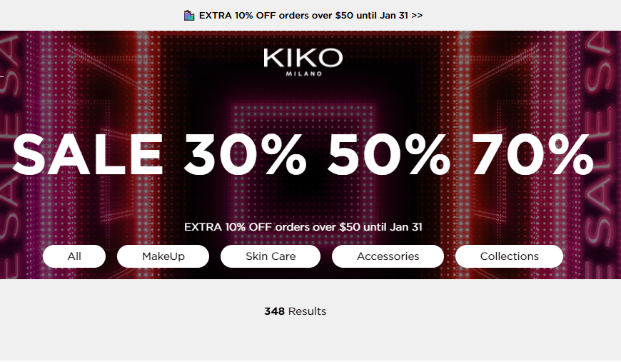 Kiko折扣码2024 KIKO MILANO美国官网精选限定美妆产品低至3折+额外9折促销美国免邮