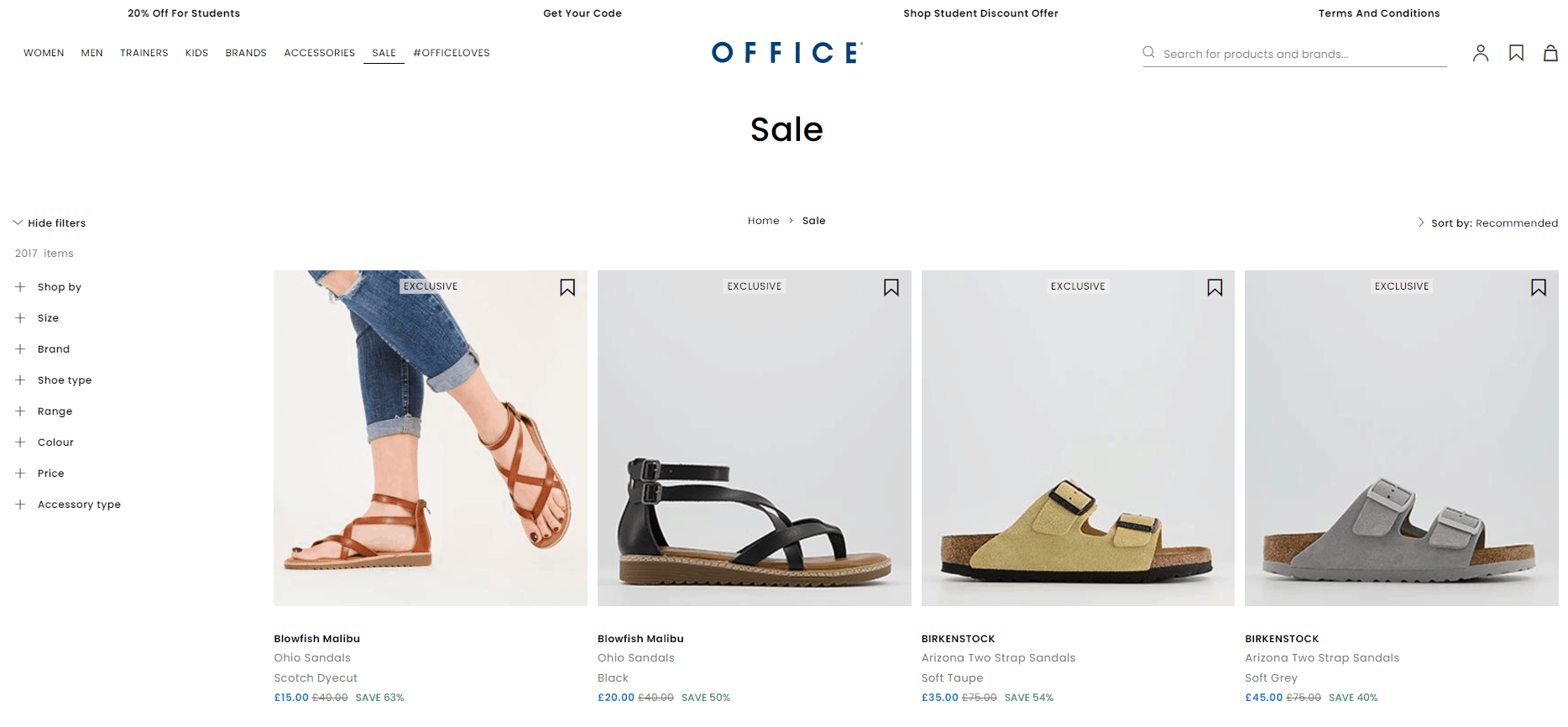 Office Shoes优惠码2024 office英国官网精选鞋款低至£10热卖满额免邮