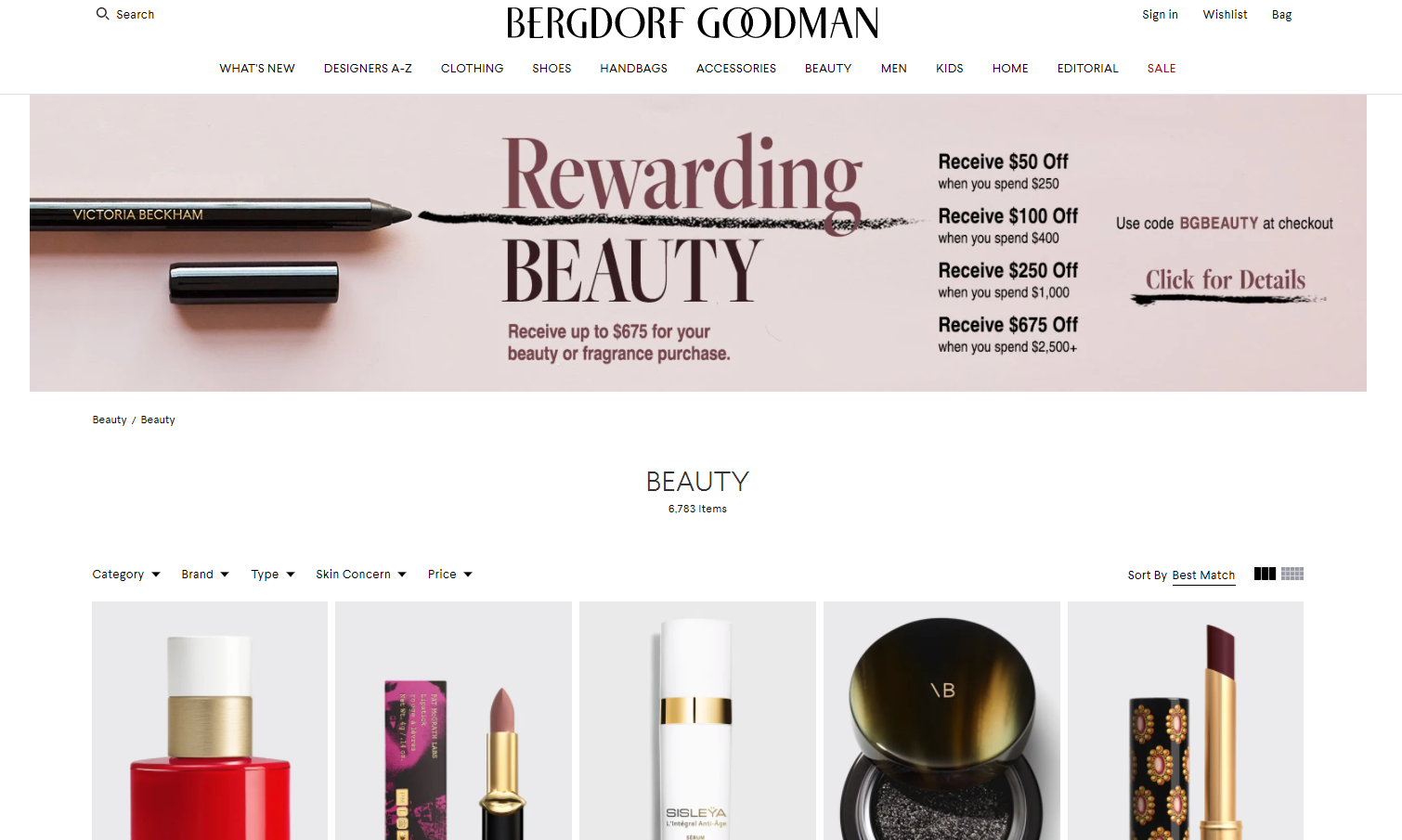 Bergdorf Goodman優惠代碼2022-BG全場美妝護膚最高立減$675曡加各品牌滿贈